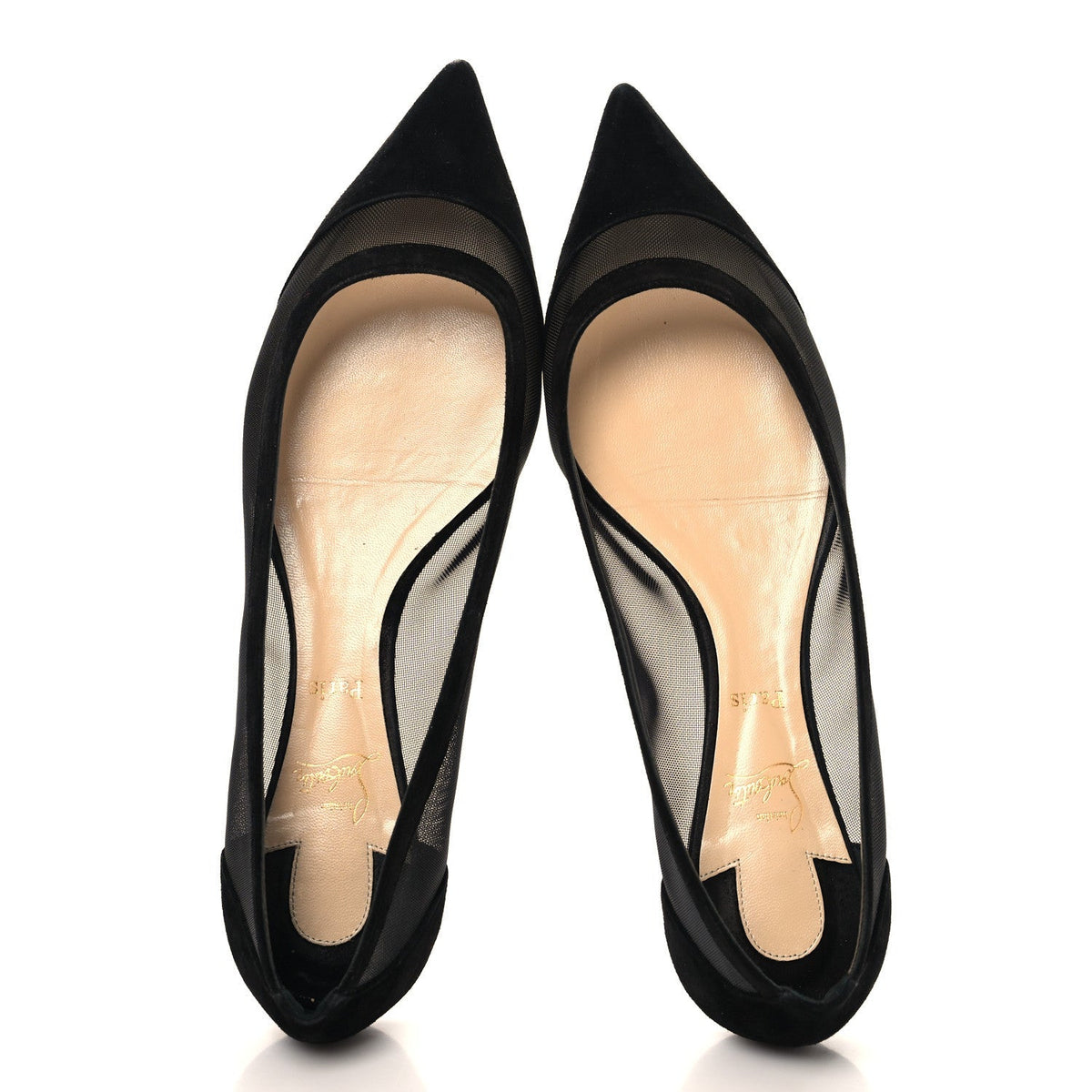 Christian Louboutin Suede Mesh Women's Galativi Flats 38.5 Black