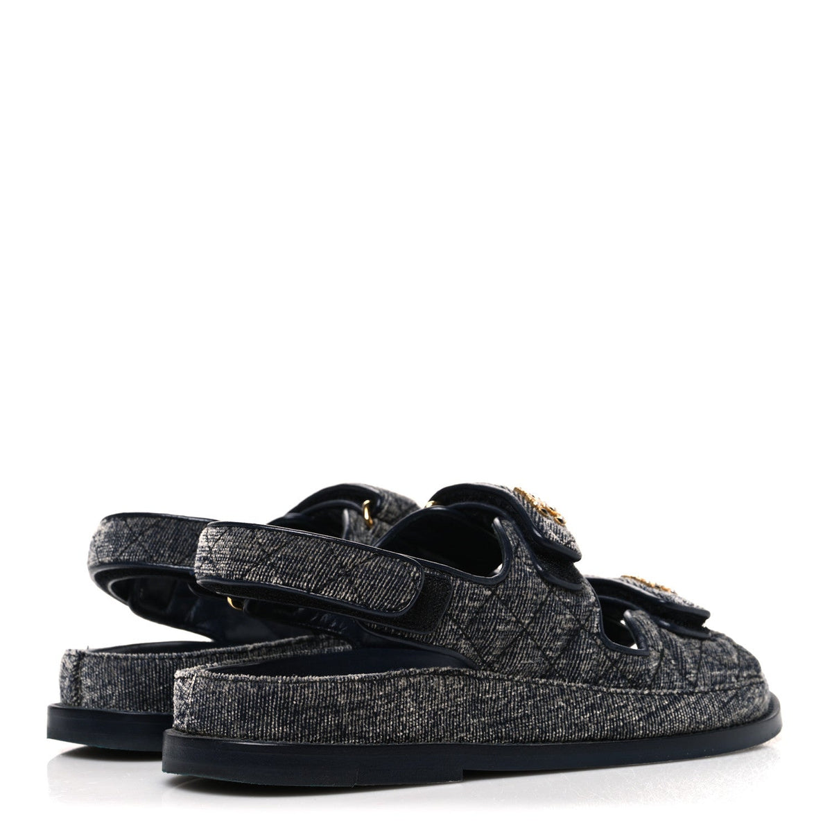 Chanel Velvet Women's Velcro Dad Sandals 36 Grey
