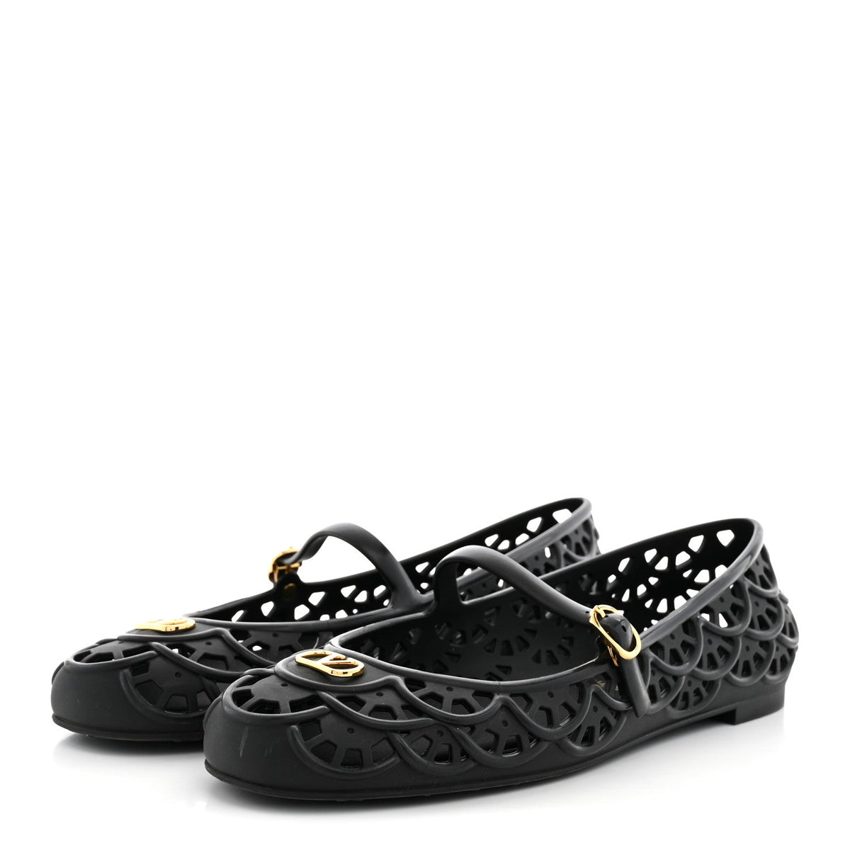 Valentino Garavani Rubber Women's VLogo Ondette Ballerina Flats 41 Black