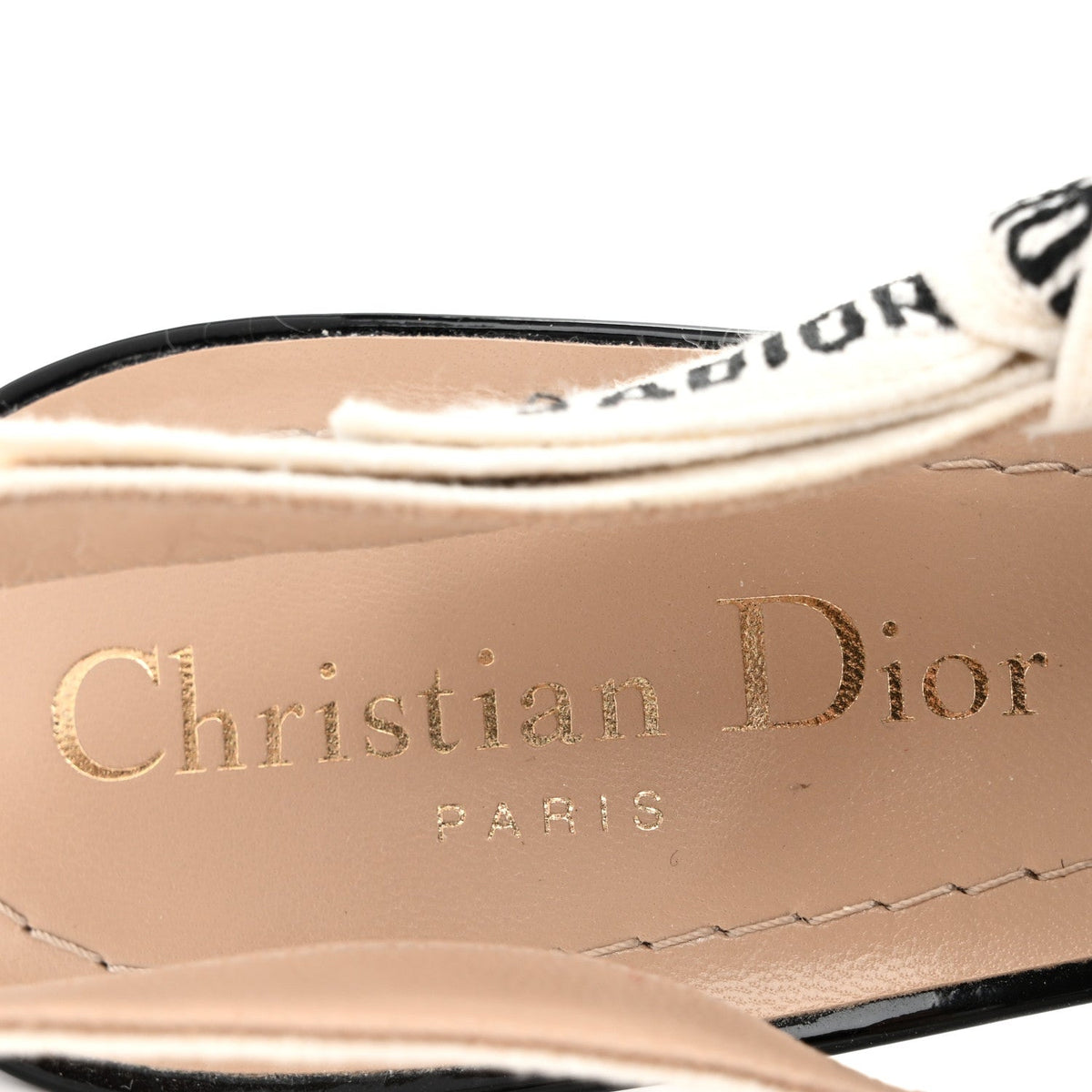 Christian Dior Patent Ribbon Women's J'Adior 100mm Slingback Pumps 35 Black