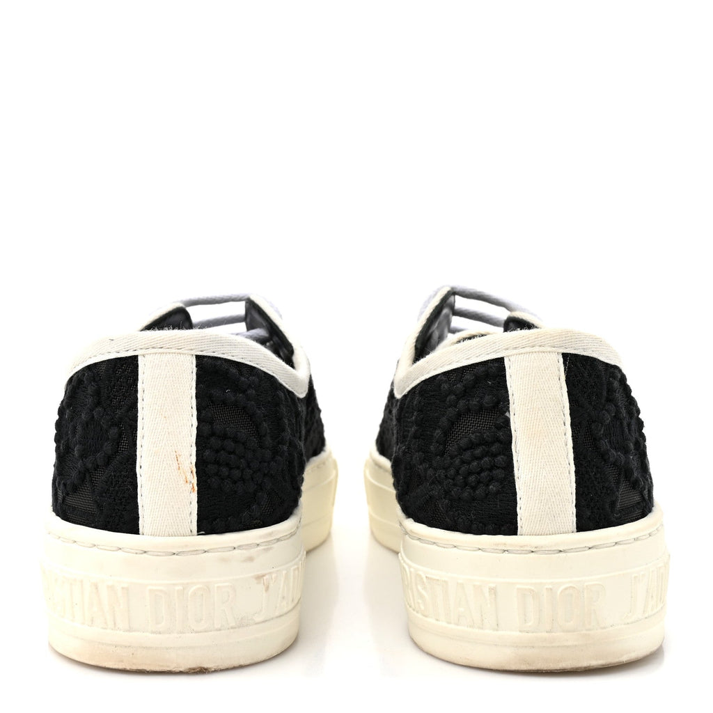 Dior Macramé Embroidered Cotton Women's Walk'N'Dior Sneakers 36 Black and White
