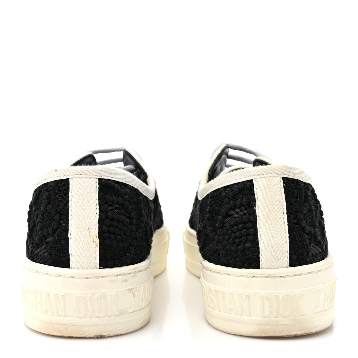 Dior Macramé Embroidered Cotton Women's Walk'N'Dior Sneakers 36 Black and White