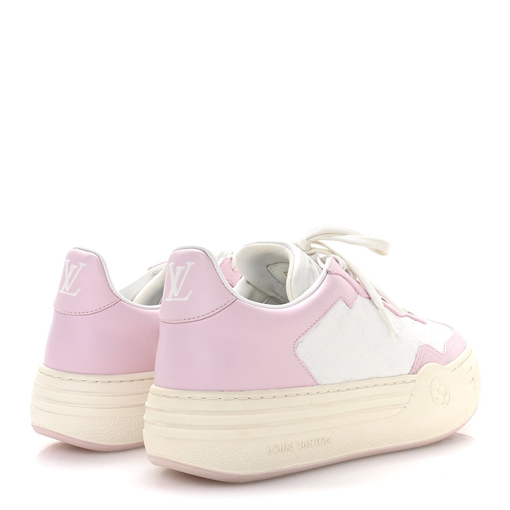 Louis Vuitton Canvas Calfskin Women's LV Groovy Platform Sneakers 38 Pink