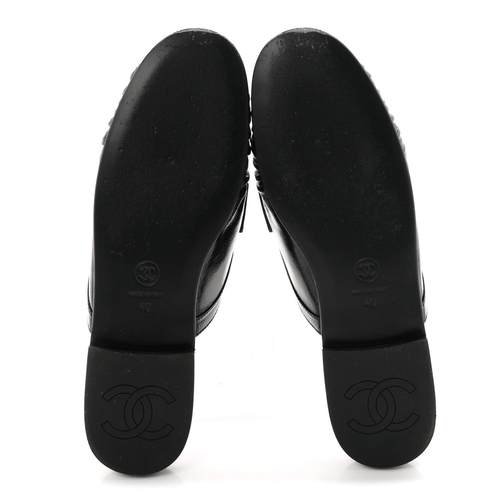 Chanel Shiny Crumpled Lambskin CC Women's Mules