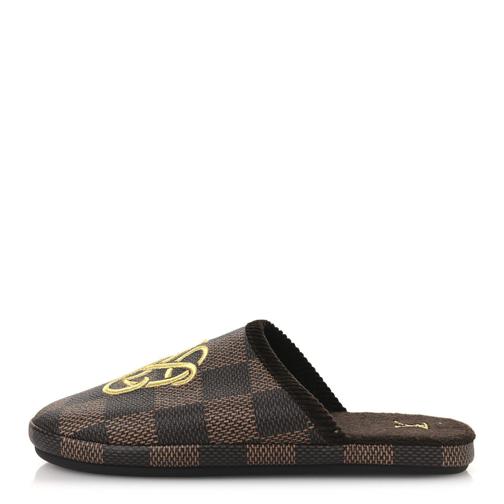 Louis Vuitton Damier Ebene Men's Palace Slippers 8 Mocha