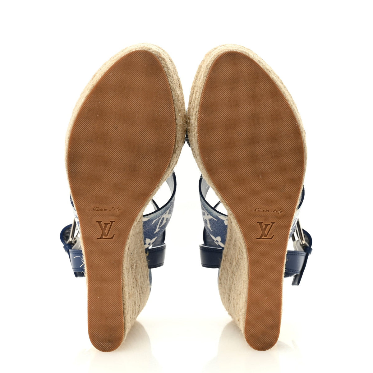 Louis Vuitton Monogram Escale Women's Starboard Wedge Sandals 40 Blue