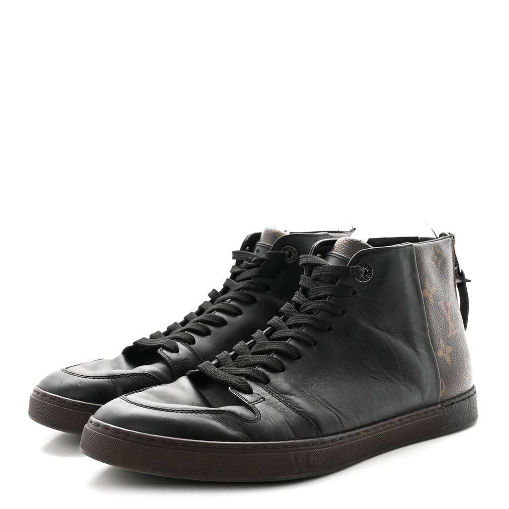 Louis Vuitton Calfskin Monogram Men's Line-Up Sneaker Boot 6 Black