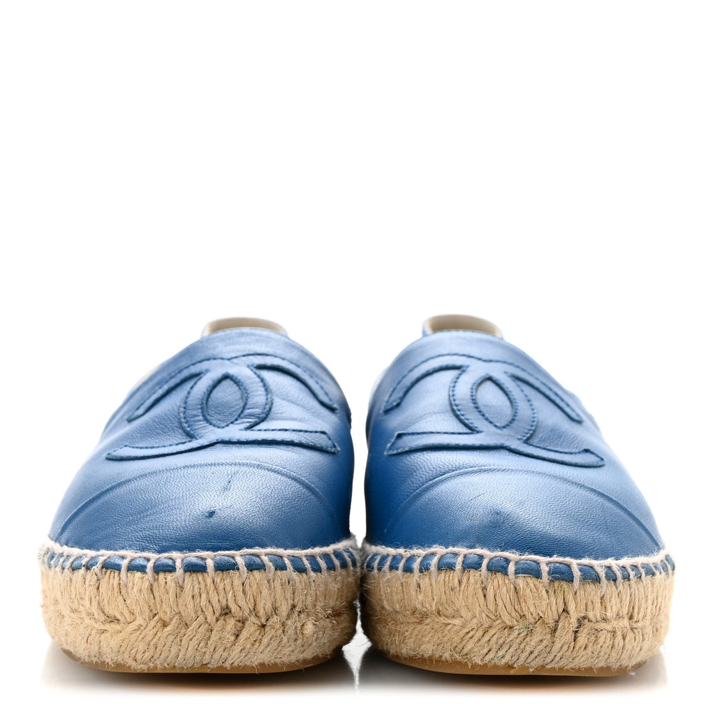 Chanel Lambskin Women's CC Espadrilles 37 Blue