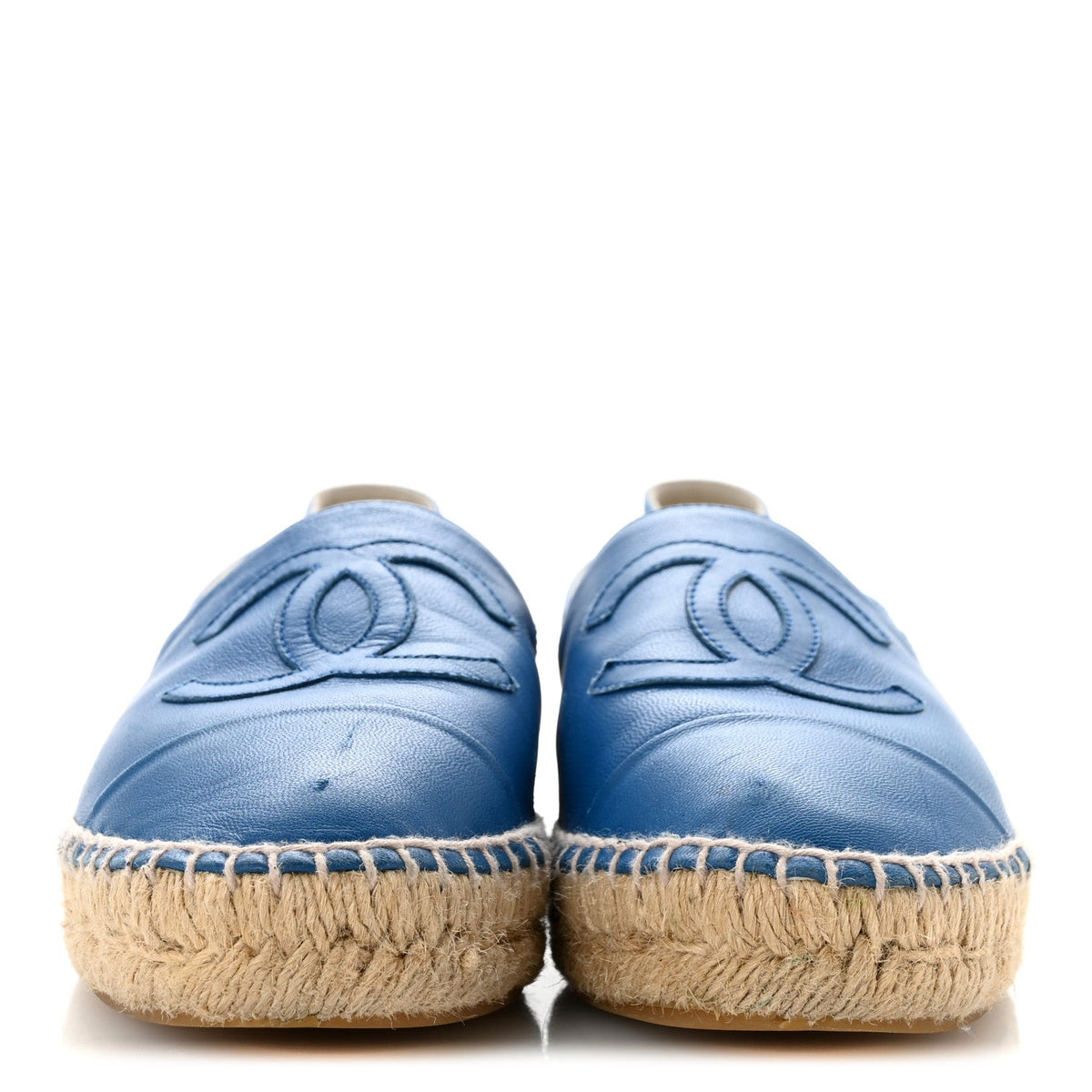Chanel Lambskin Women's CC Espadrilles 37 Blue