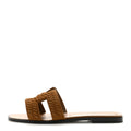 Hermes Suede Goatskin Braided Women's Oran Sandals Brun Fume