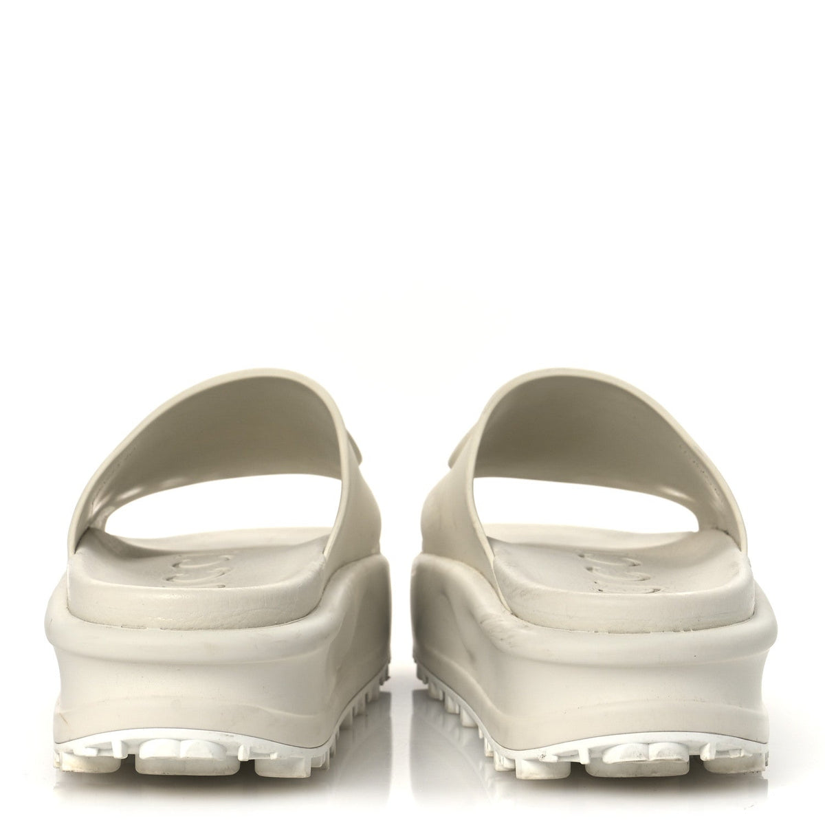 Gucci Rubber Women's Interlocking G Platform 42mm Slide Sandals 40 Off White