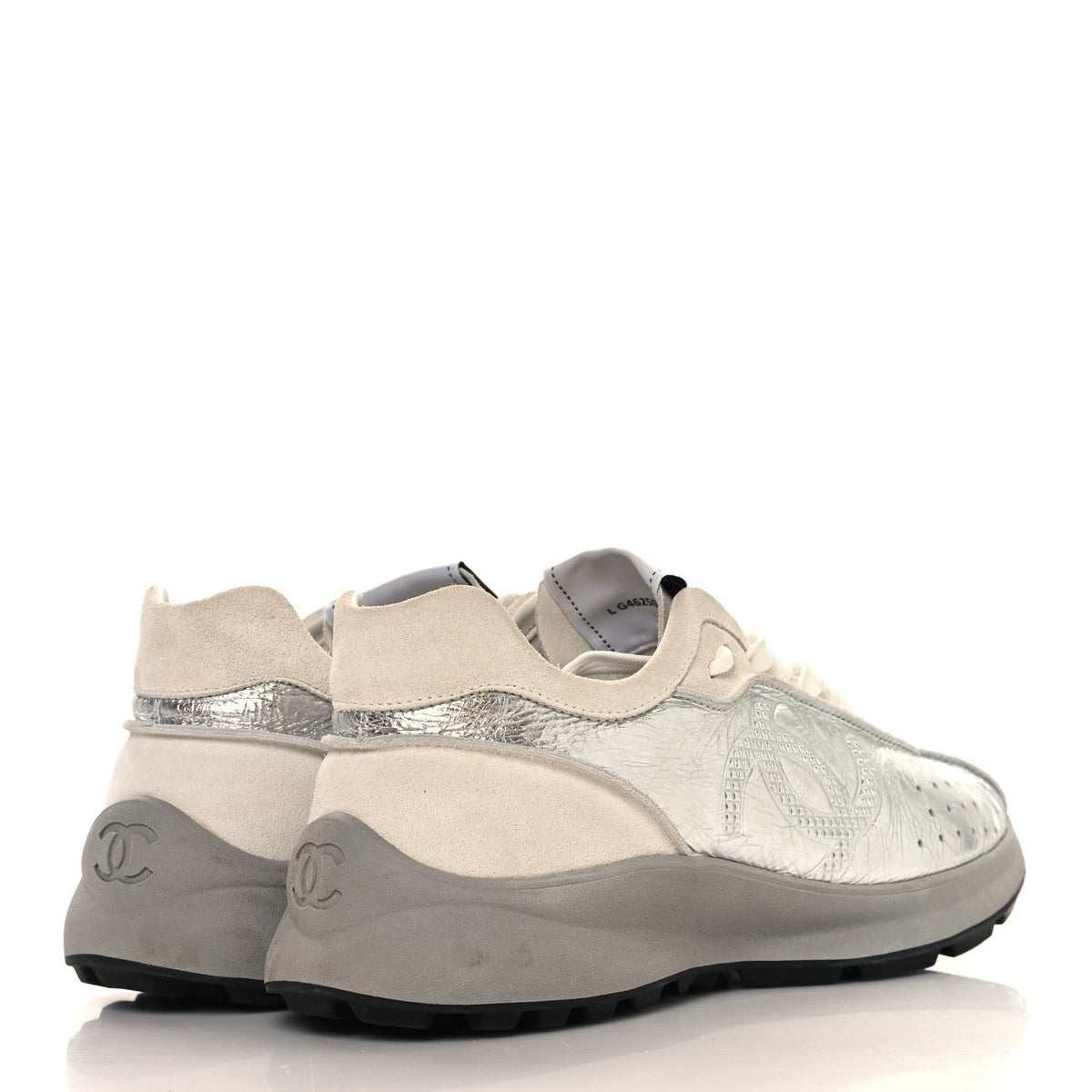 Chanel Laminated Calfskin Suede CC Women's Shoes