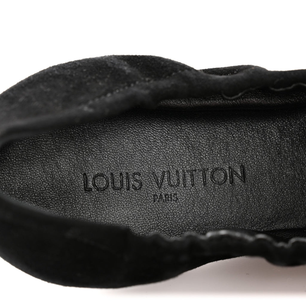 Louis Vuitton Suede Patent Women's Flirty Ballerina Bow Flats 39.5 Black