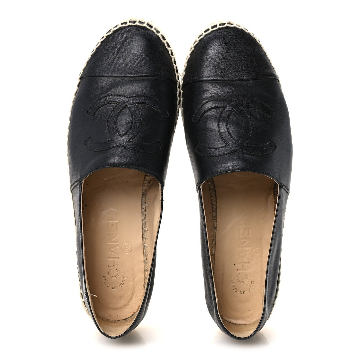 Chanel Lambskin Women's CC Espadrilles 39 Black