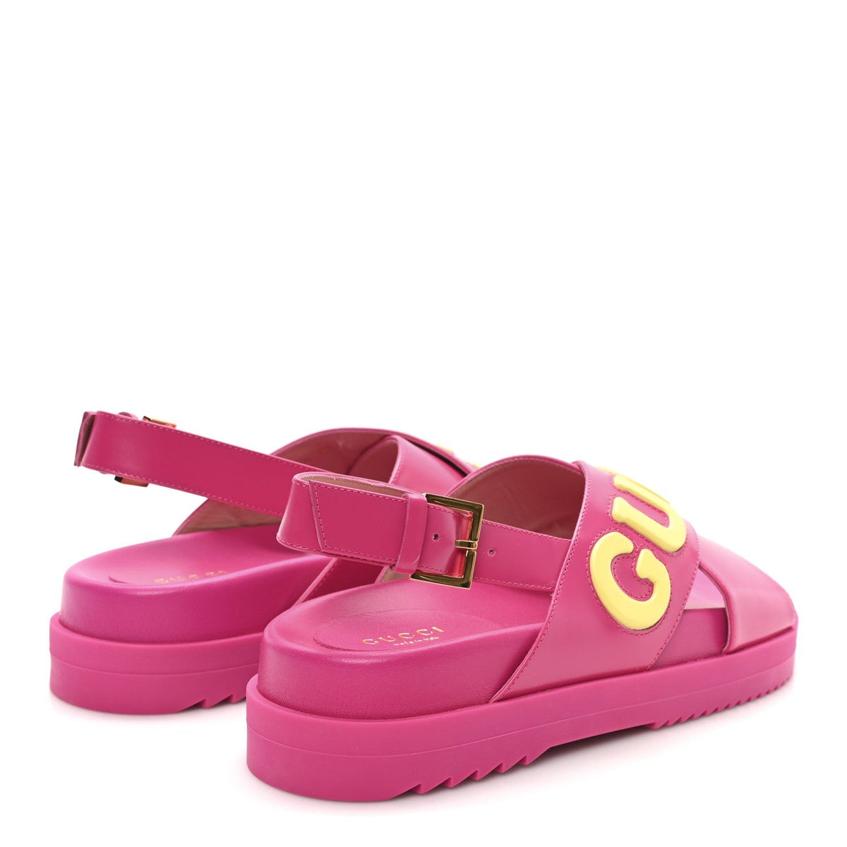 Gucci Calfskin Women's Elizabeth Nappa Charlotte Slingback Sandals 36.5 Fancy Fuchsia