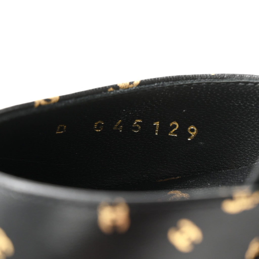 Chanel Printed Lambskin Patent Calfskin Women's CC Platform Pumps 39.5 Black Gold