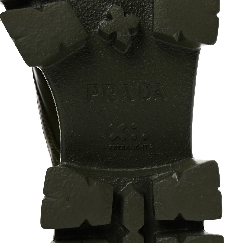 Prada Spazzolato Re-Nylon Women's Monolith 55mm Boots 37.5 Militare