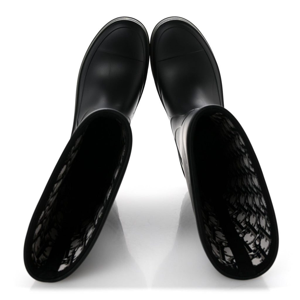Christian Dior Rubber Women's Diorunion Rain Boots 38 Black Military
