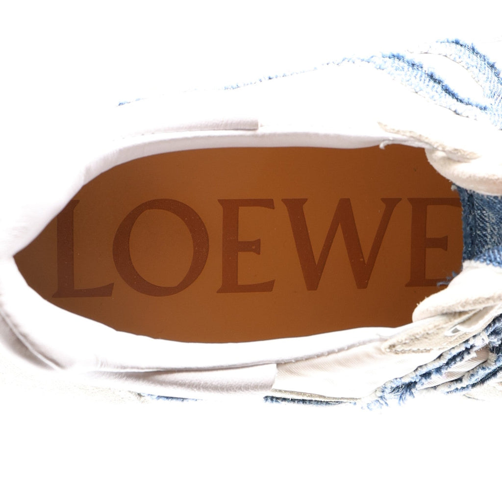 Loewe Nylon Suede Denim Women's Flow Retro Runner Sneakers 37 White