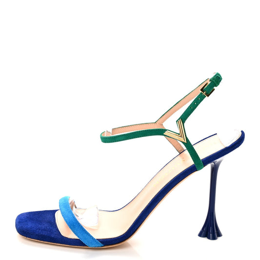 Louis Vuitton Suede Goatskin Women's Blossom Sandals 39 Blue
