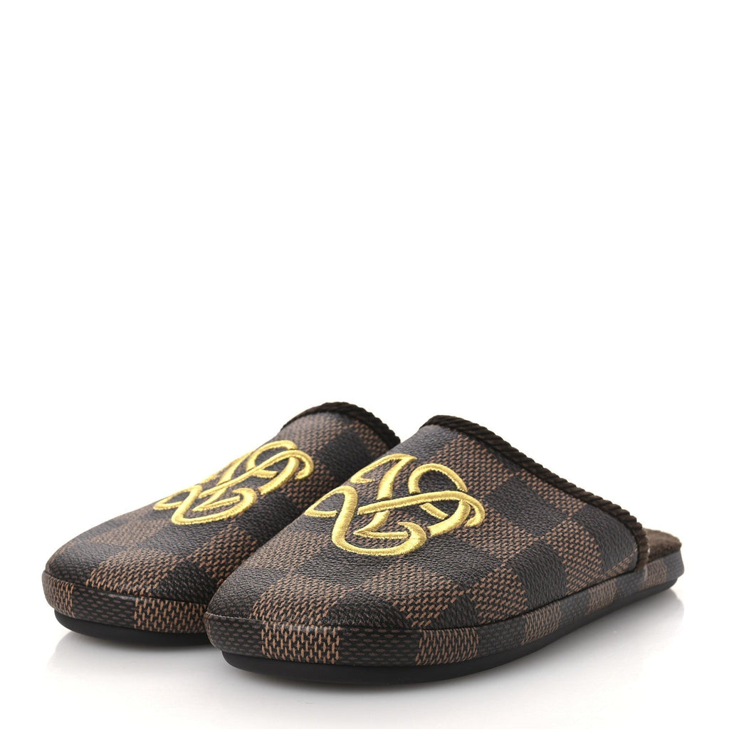 Louis Vuitton Damier Ebene Men's Palace Slippers 8 Mocha