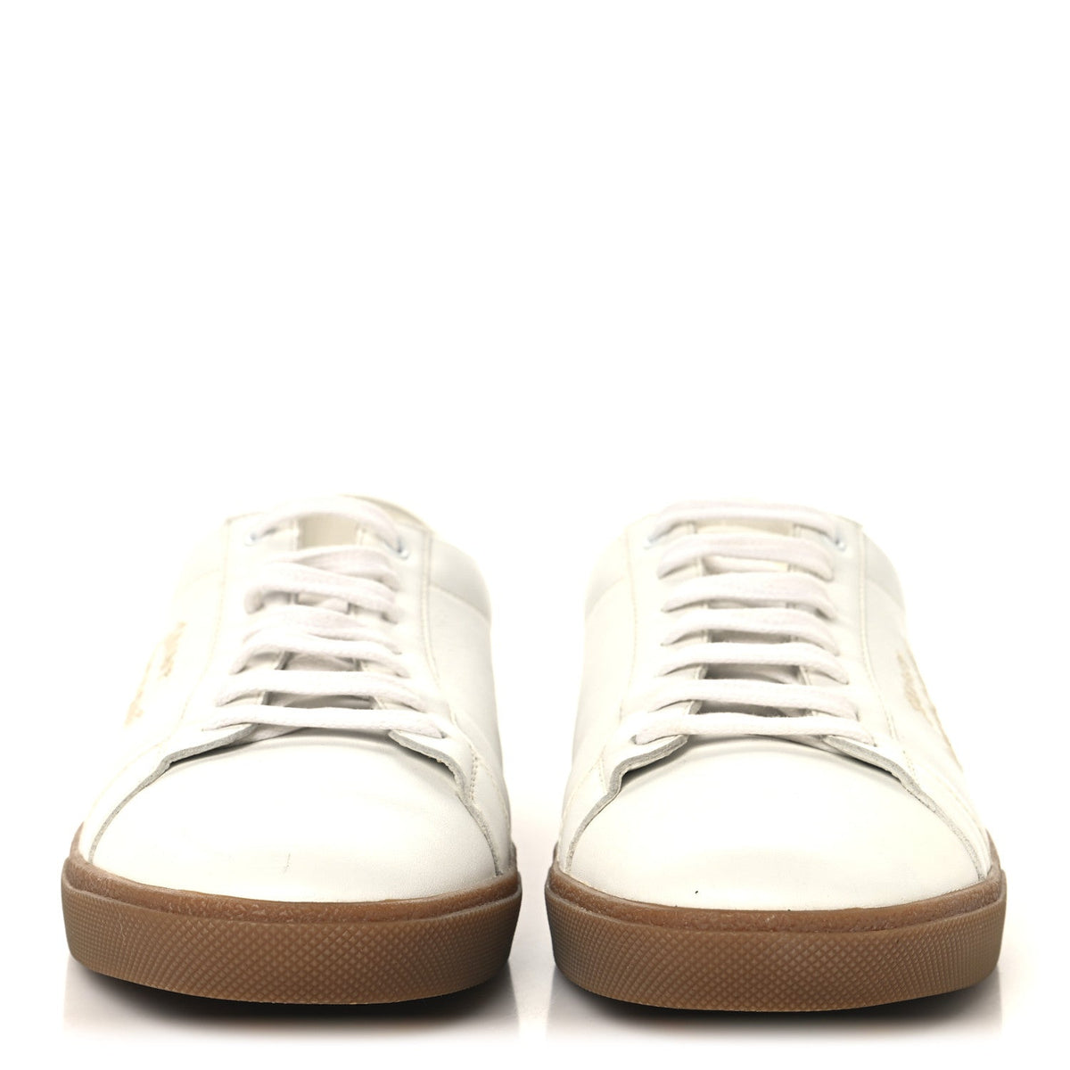 Saint Laurent Calfskin Embroidered Men's Court Classic Sneakers 42.5 White