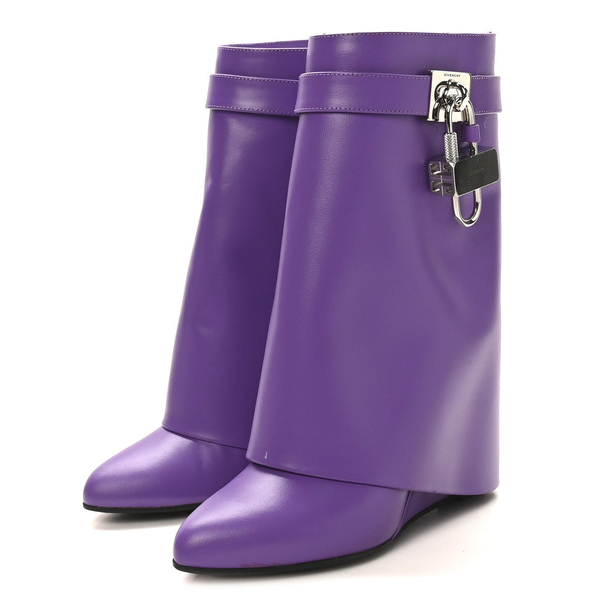 Givenchy Calfskin Women's Shark Lock Ankle Boots 35 Ultraviolet