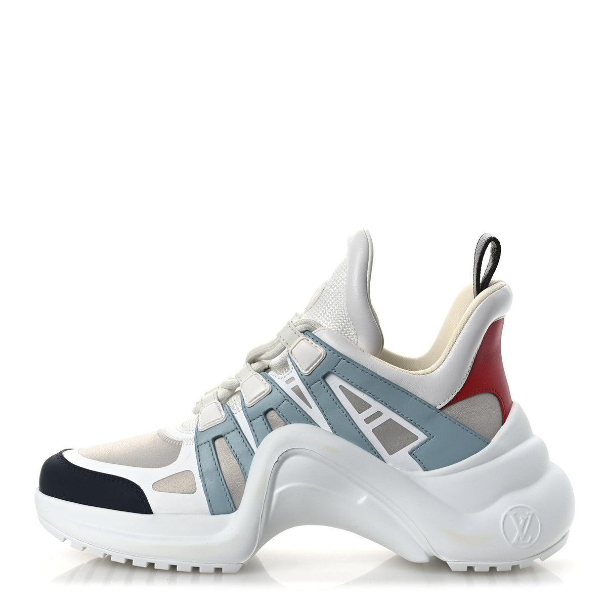 Louis Vuitton Calfskin Technical Nylon Women's LV Archlight Sneakers 38 White Blue Gris