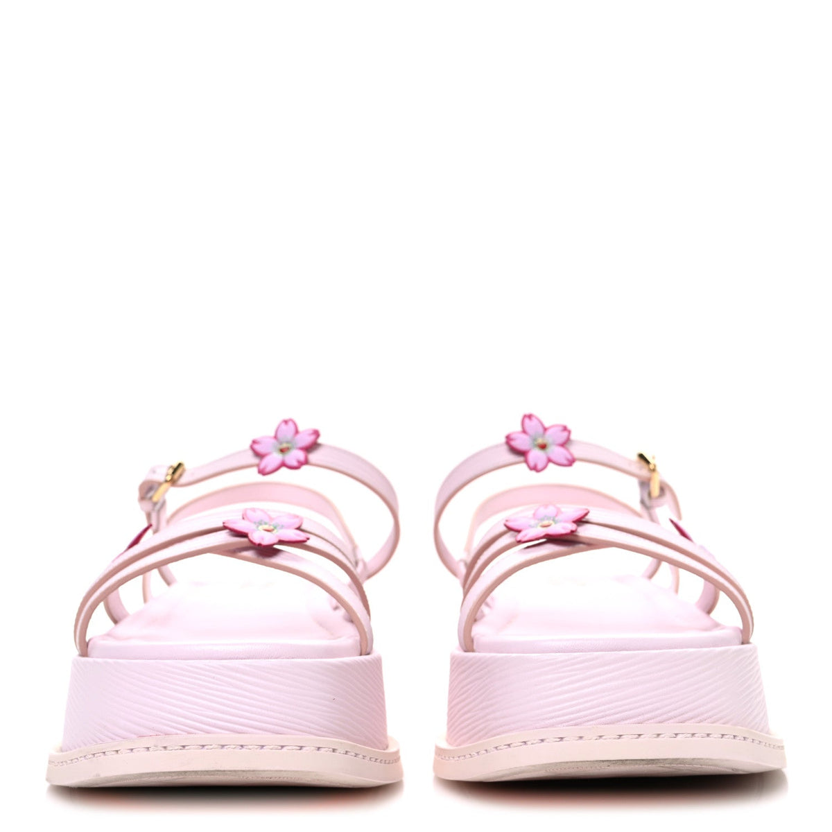 Louis Vuitton Calfskin Women's LV X TM Maya Flatform Sandals 40 Light Pink