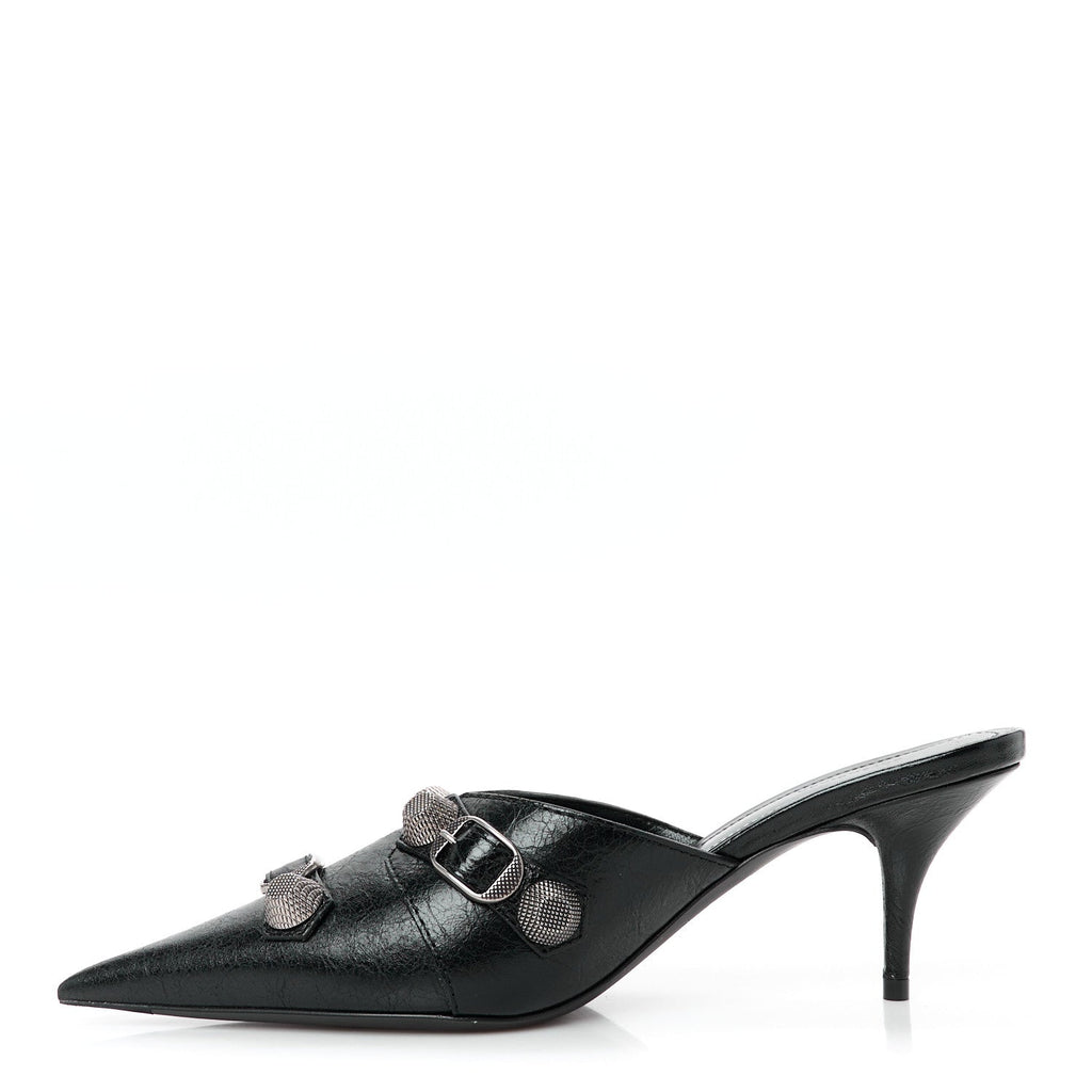 Balenciaga Lambskin Women's Arena Cagole 70mm Mules 36 Black