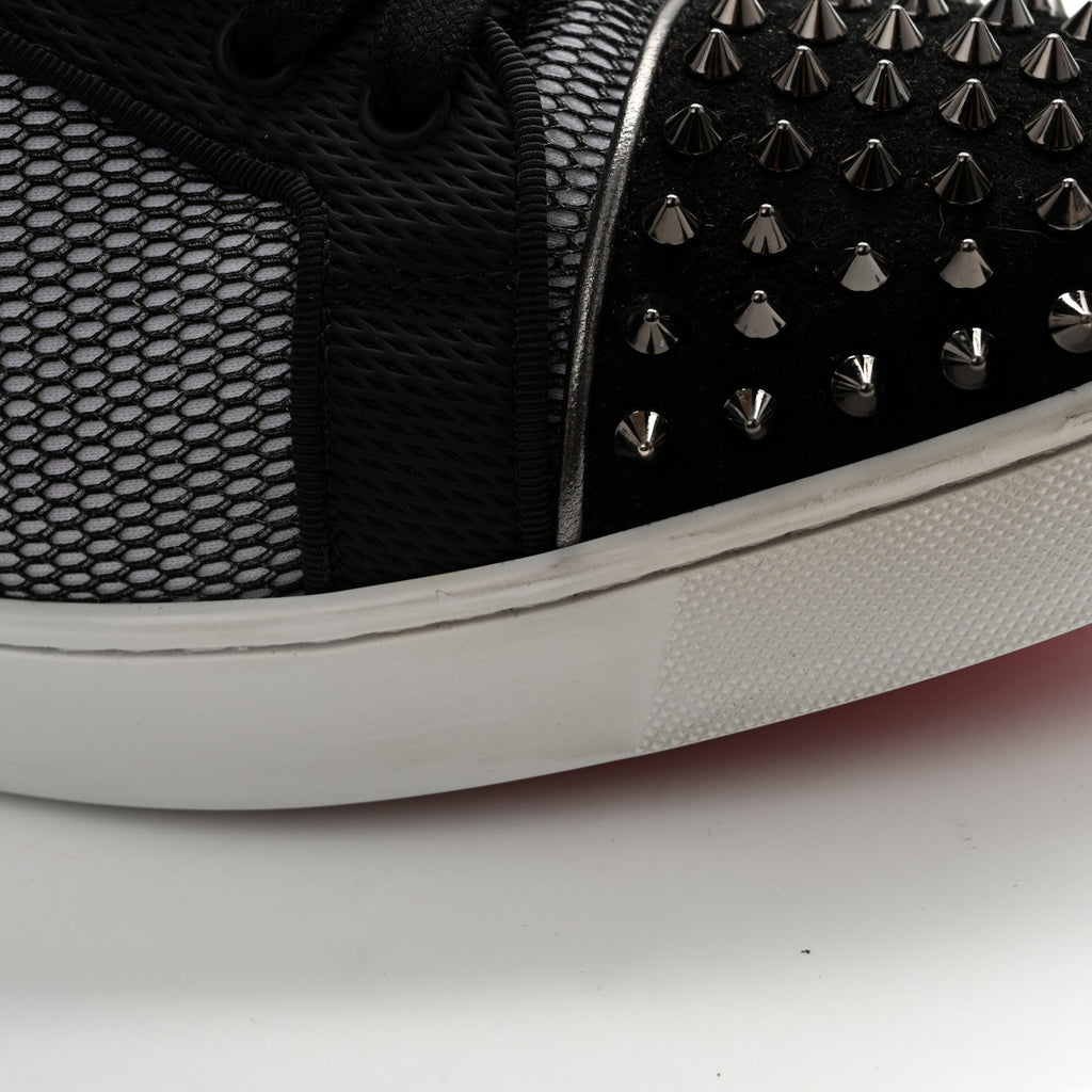 Christian Louboutin Suede Mesh Men's Louis Junior Spikes Orlato Flat Sneakers 42.5 Black White
