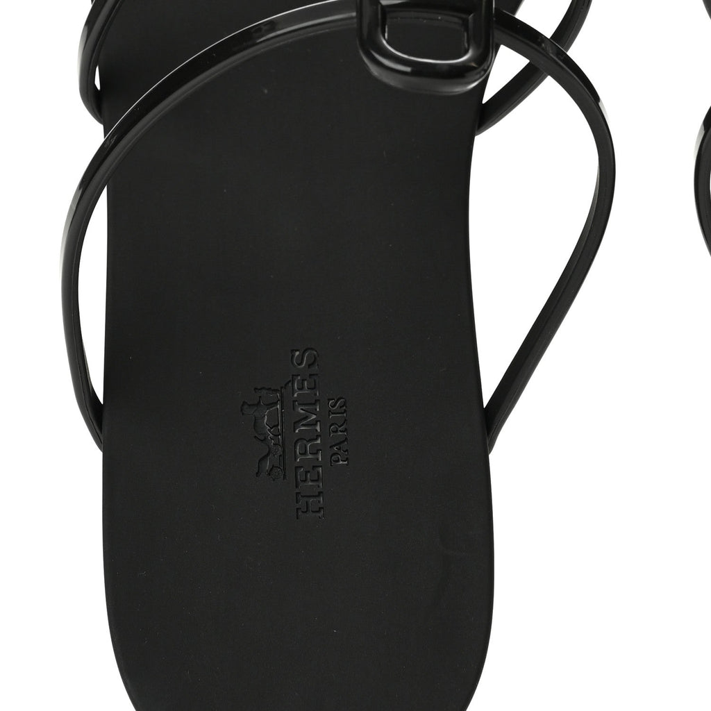 Hermes Rubber Women's Mykonos Sandals 40 Black