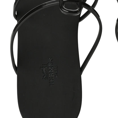 Hermes Rubber Women's Mykonos Sandals 40 Black