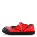 Mixed Fibers Rubber Cap Toe CC Coco Beach Mary Jane Sneakers Red Black