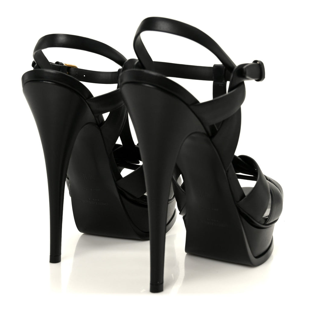 Saint Laurent Calfskin Women's Tribute 105 Sandals 39.5 Black