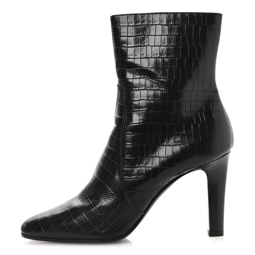 Saint Laurent Leather Women's Jane 90 Zip Booties 42 Black