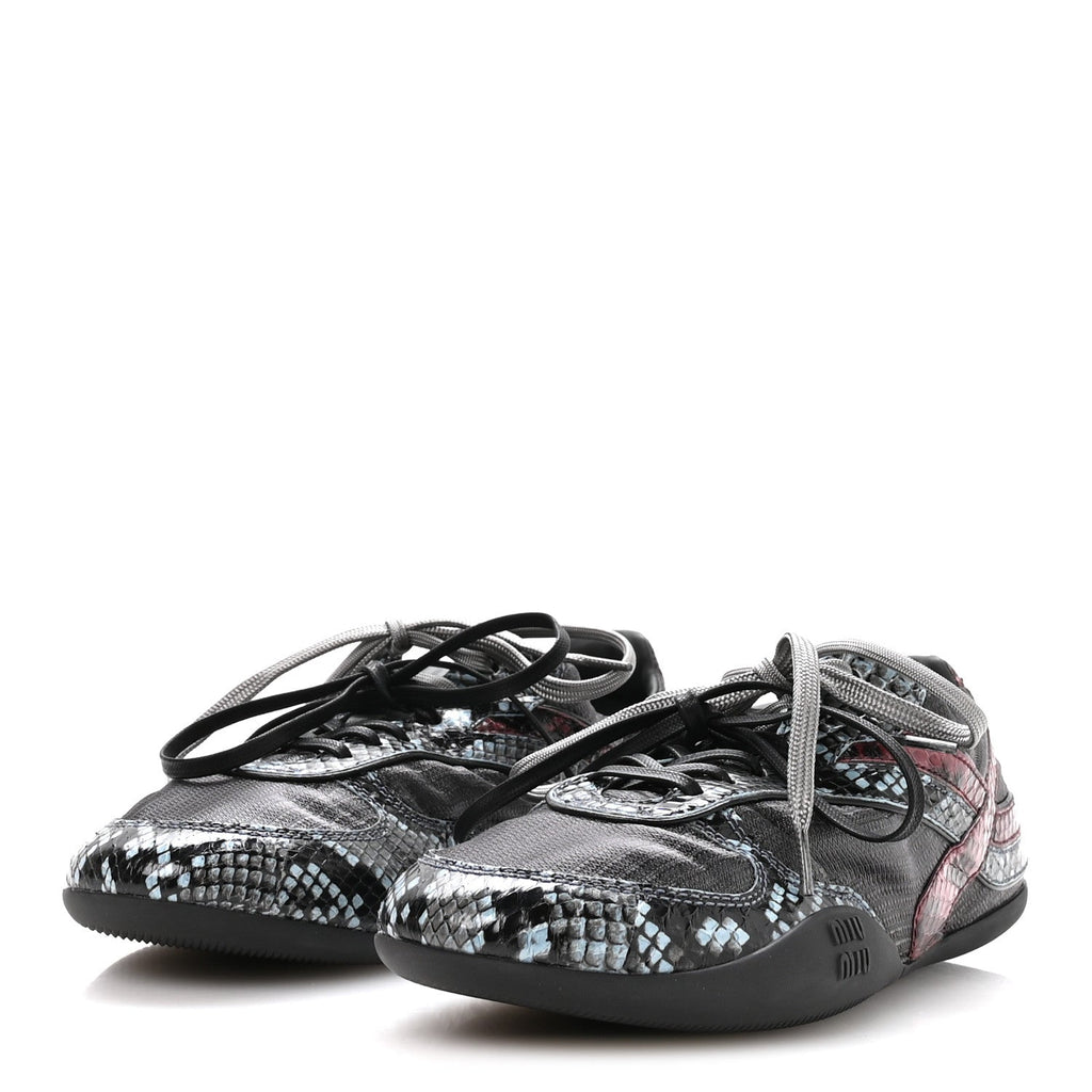 Miu Miu Nylon Ayers Women's Gymnasium Sneakers 38 Blue Multicolor