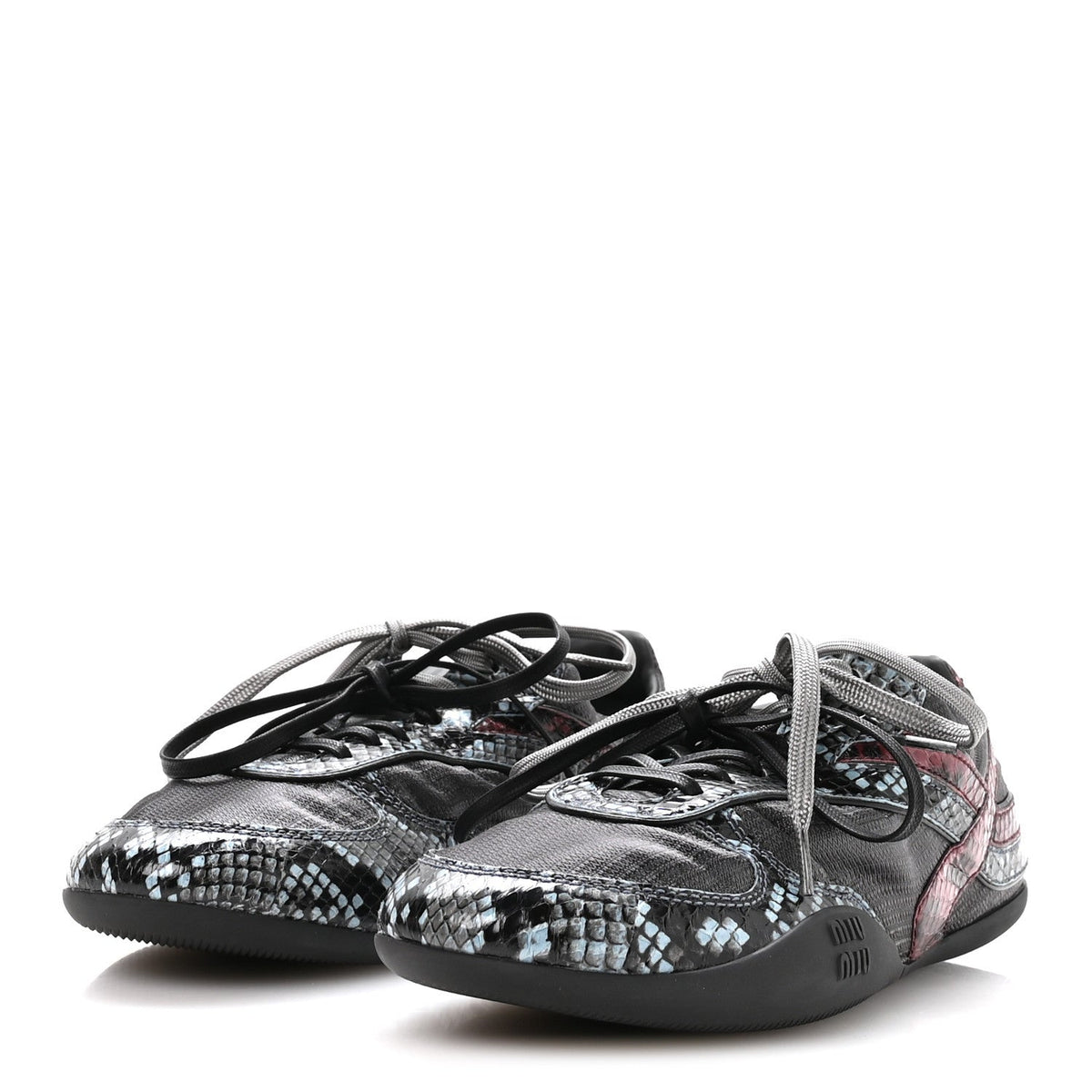 Miu Miu Nylon Ayers Women's Gymnasium Sneakers 38 Blue Multicolor