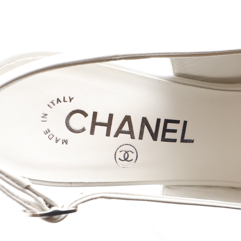Chanel Goatskin Grosgrain CC Pointed Women's Slingback Pumps
