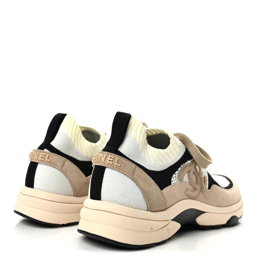 Chanel Mesh Suede Fabric CC Women's Sneakers Pink White Black