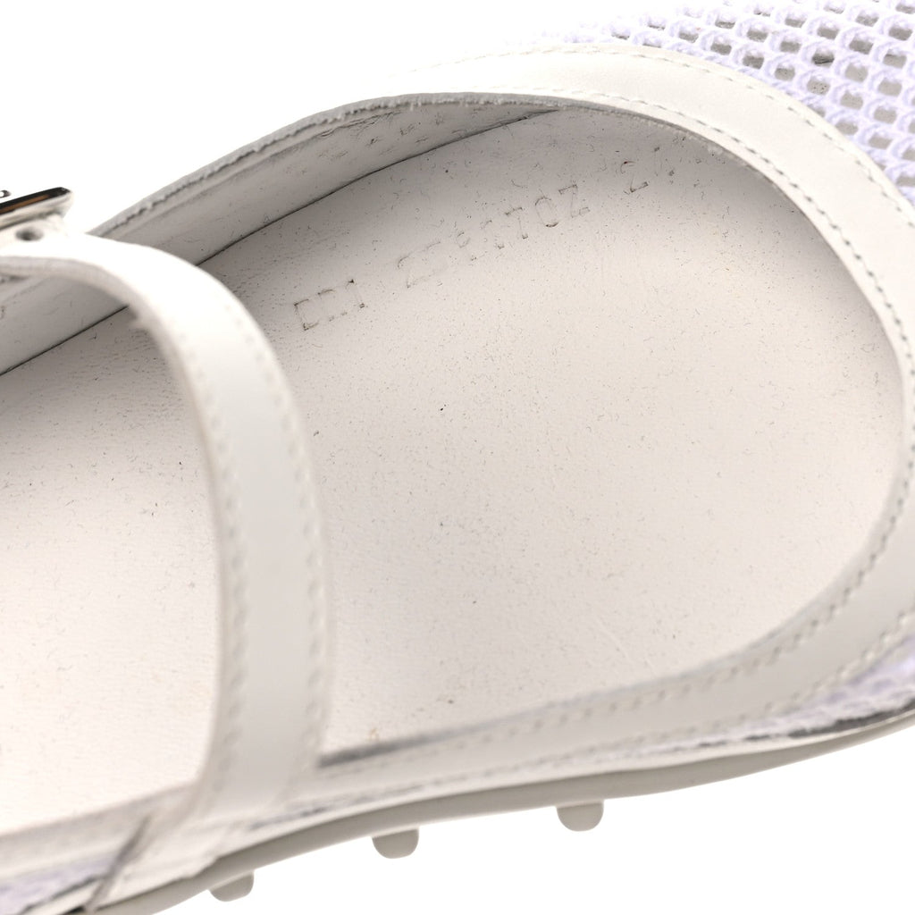 Hermes Crochet Knit Calfskin Women's Kichu Ballet Flats 39 White