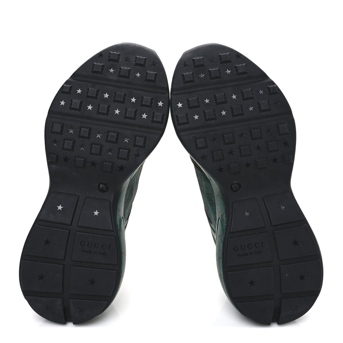 Gucci GG Supreme Monogram Men's Rhyton Sneakers 8.5 Black Green