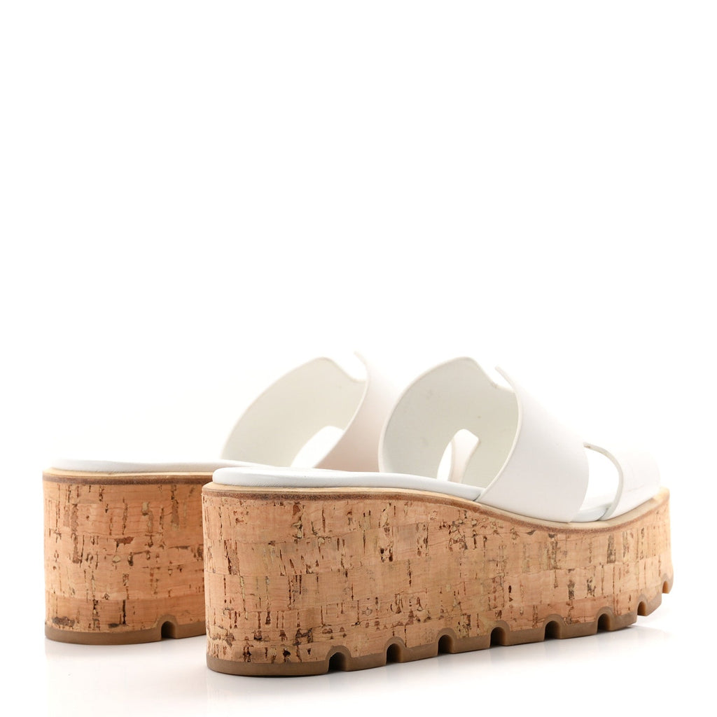 Hermes Calfskin Cork Women's Eze 30 Sandals 37 White