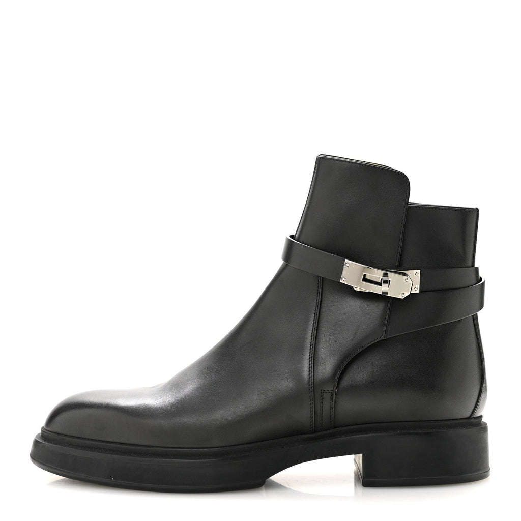 Hermes Calfskin Veo Kelly Men's Ankle Boots Black