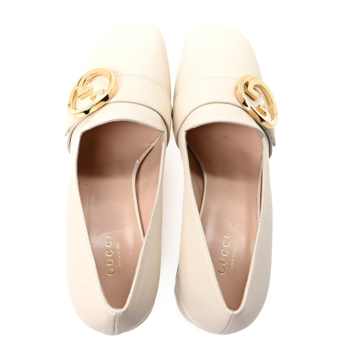 Gucci Calfskin Leather Women's Blondie Pumps 40.5 Mystic White