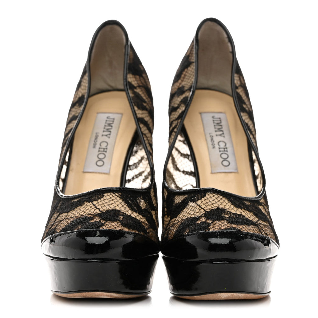 Jimmy Choo Lace Patent Women's Pumps 36.5 Black