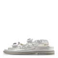 Laminated Lambskin Quilted Velcro Dad Sandals White
