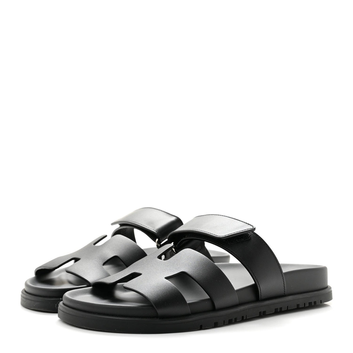 Hermes Calfskin Women's Chypre Sandals 36 Black