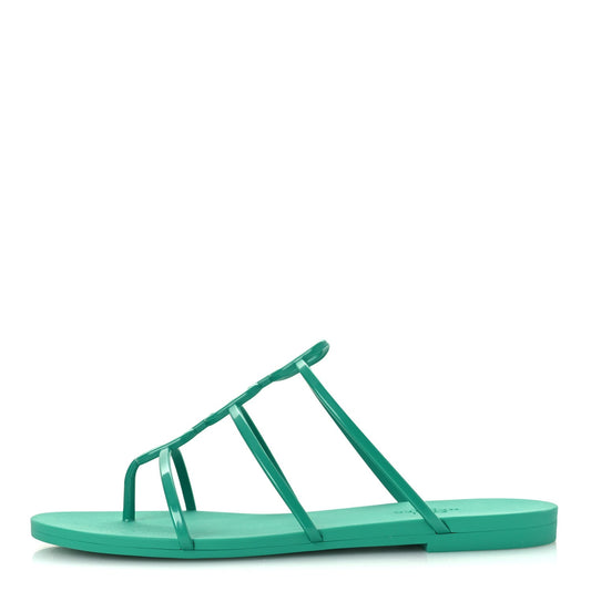 Hermes Rubber Women's Mykonos Sandals 37 Vert Tourmaline