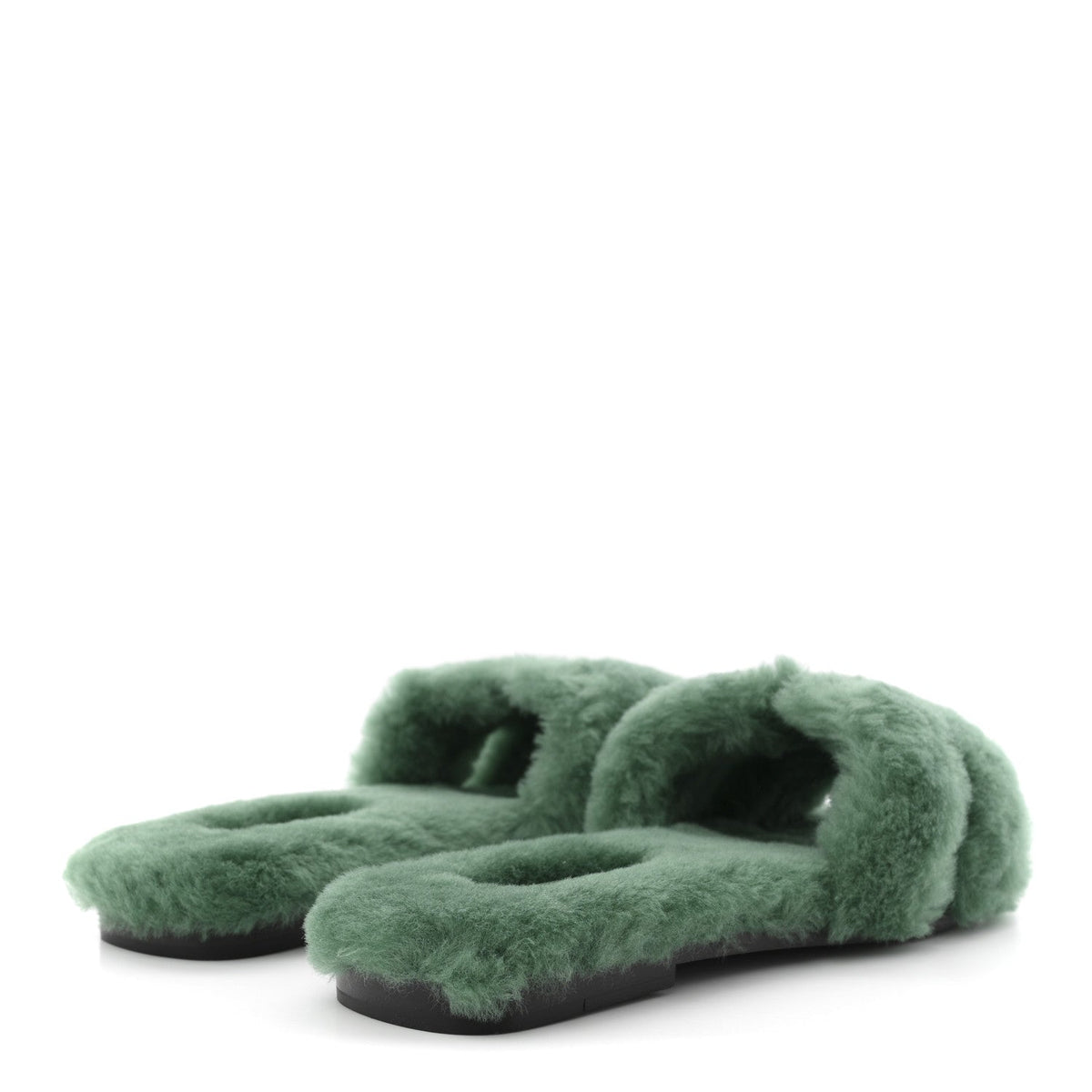 Hermes Woolskin Oran Women's Sandals Vert Anglais